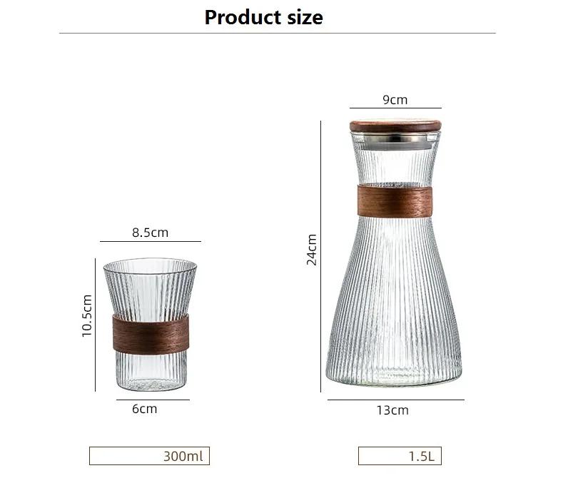 1600ML High Borosilicate Glass Cold Water Pitcher,Large Capacity Heat Resistant for Juice Cold Brew Home with Wooden Lid-Premium