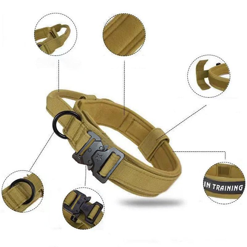 Tactical Dog Collar MilitaryAdjustable Nylon Lead Training Accessory Breakaway Leash Rope Large DogShepherd Training Accessories
