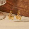INS fashion ear buckle 18K gold stainless steel butterfly earrings personalized fashion high sense earrings women's fashion