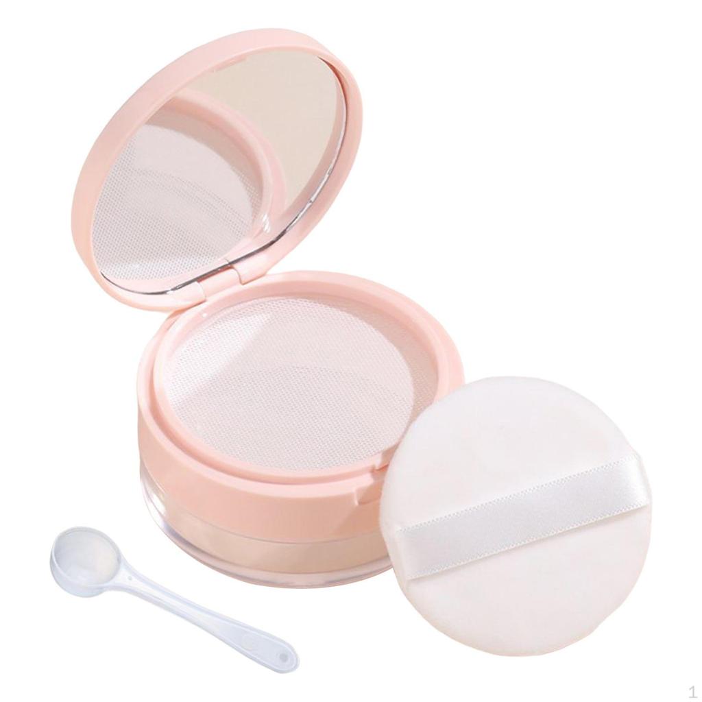 Leeres tragbares DIY-Make-up-Puderetui mit Puff, Spiegel, Netz, Löffel für die Freundin