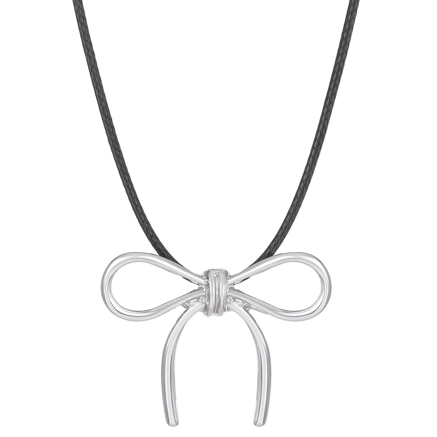 Simple bow sweater chain, unique personality, niche necklace, women s light luxury, high-end sense, collarbone chain, niche design sense