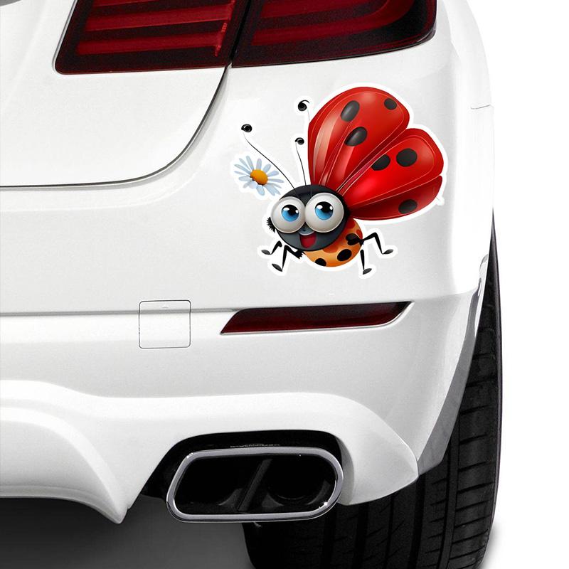 DS90#12,5x14cm Süßer Marienkäfer Autoaufkleber - Wasserfest, Lustige Autodekoration Für Motorräder, Helme,
