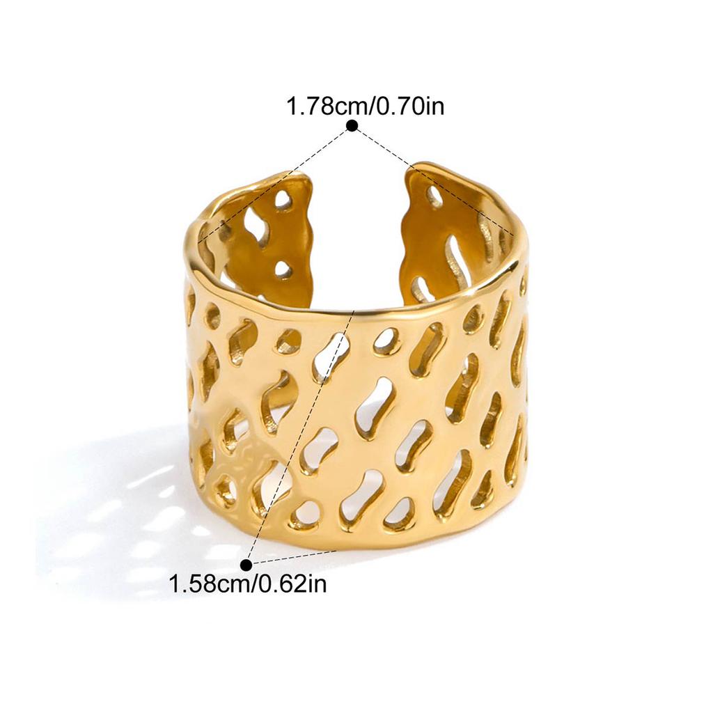 Yori Hot Style Stainless Steel Open Adjustable Ring 18K PVD Plated High Quality Charm Stylish Golden Jewelry New
