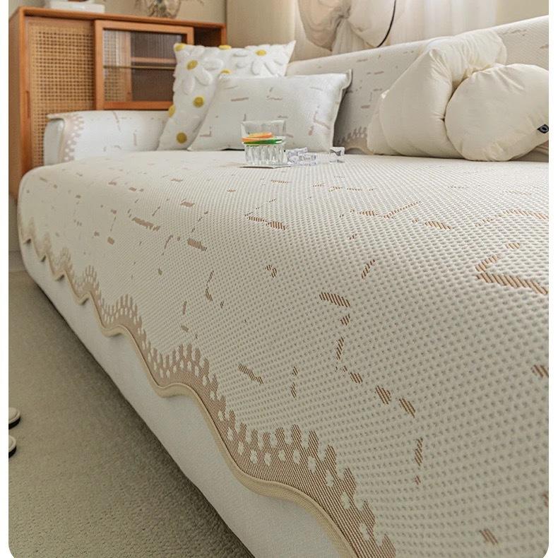 New High-End Summer Sofa Cushion Fixed Non-Slip Mat Leather Sofa Seat Cushion Summer Ice Silk Cover