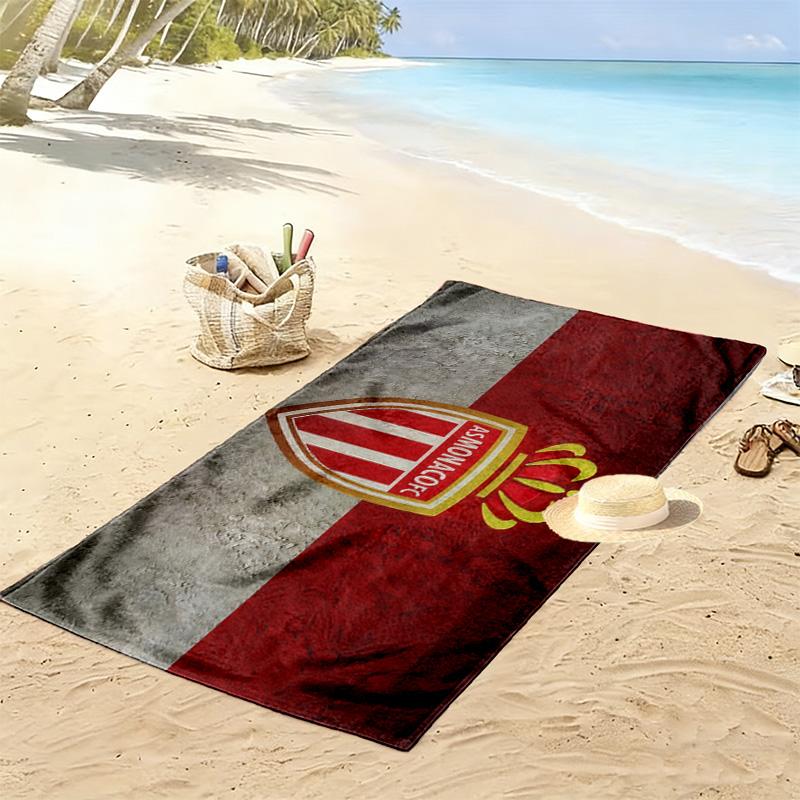 Asciugamano da Spiaggia con Stampa AS Monaco, Asciugamano Grande Morbido ad Asciugatura Rapida per Spiaggia Campeggio Nuoto