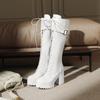 Women's High-heeled Boots for Autumn and Winter, Waterproof Platform, Thick Heel, Motorcycle Boots, Oversized Roman Women's Boots