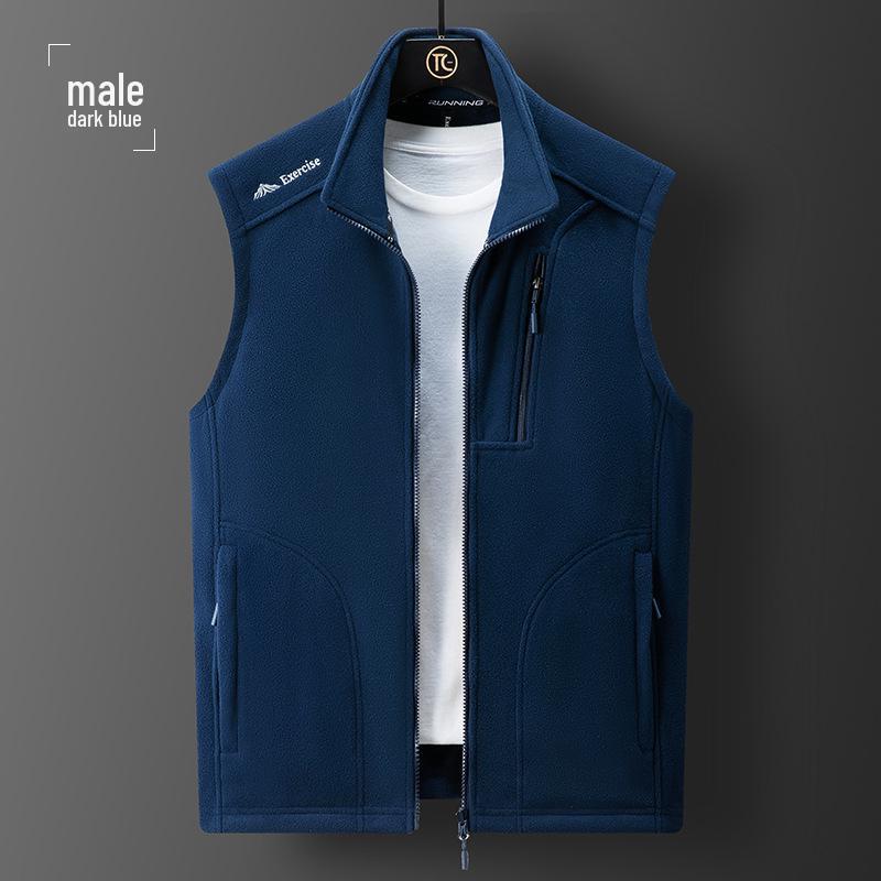 Herren Herbst/Winter Stehkragen Fleeceweste: Warme, mit Samt gefütterte, lässige Outdoor-Jacke