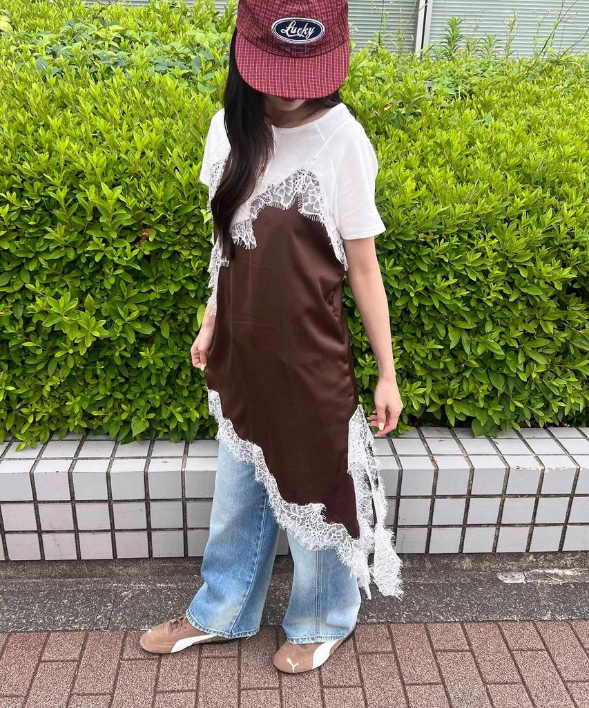 WC Asymmetrical Hem Satin Camisole Dress F Brown [WEGO] Women's