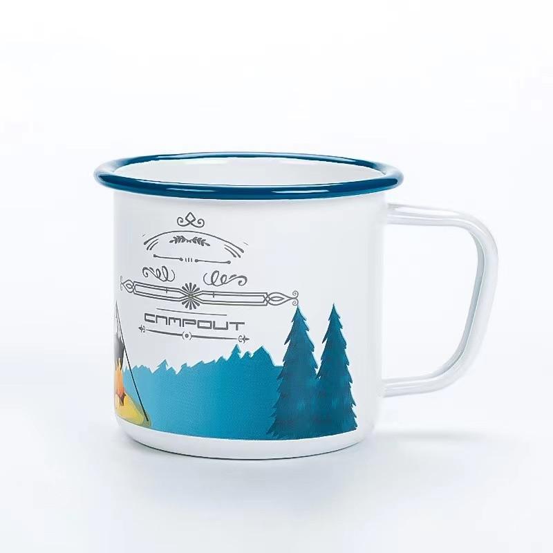 Outdoor Back To Ancients Creative Enamel Camping Mug 300ml Metal Enamel Coffee Tea Camping Hiking Backpacking Fishing Picnic