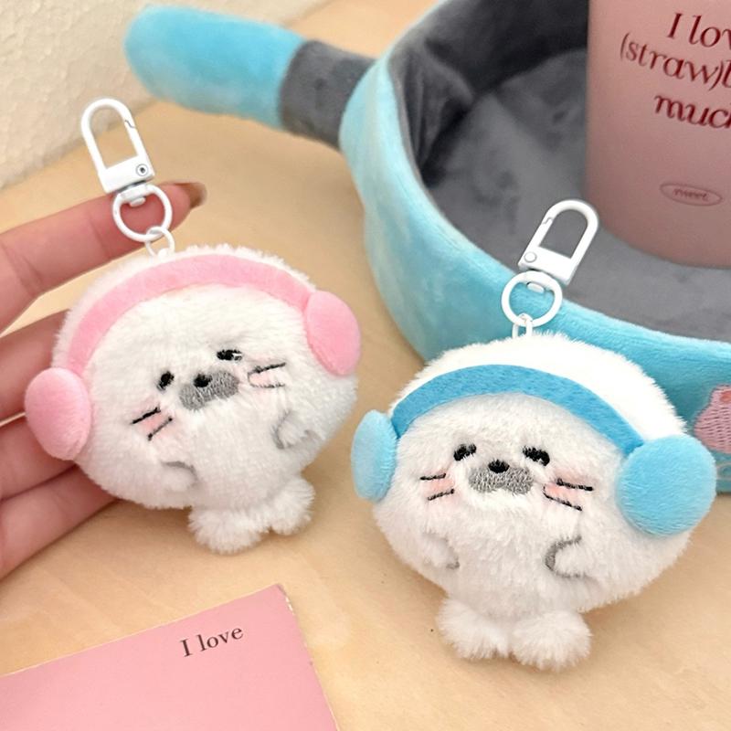Cute Seals Sea Otter Baby Keychain Plush Seal Figurine Hanging Pendant Keyrings Student Schoolbag Key Chain Pendant Gifts