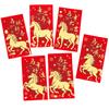 Pack Of 6 Year Of The Horses Red Envelopes Chinese New Year Blessing Paper Money Packets For Festives Occasion