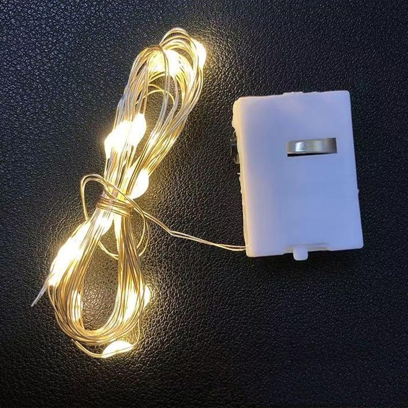 0.7M 14 Lights LED String Button Battery Box Small Colored Light Flashing Lights String Lights Holiday Decorative Lights