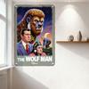 Vintage The Wolf Man Metal Tin Sign, Menacing Wolf Creature Starry Sky Crescent Moon Retro Poster for Bar Club Home Wall Decor