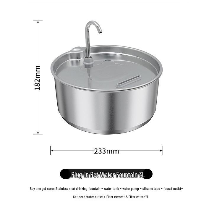 Simulated Faucet Pet Fountain with Automatic Circulation & Multi-Stage Filtration, Stainless Steel Design