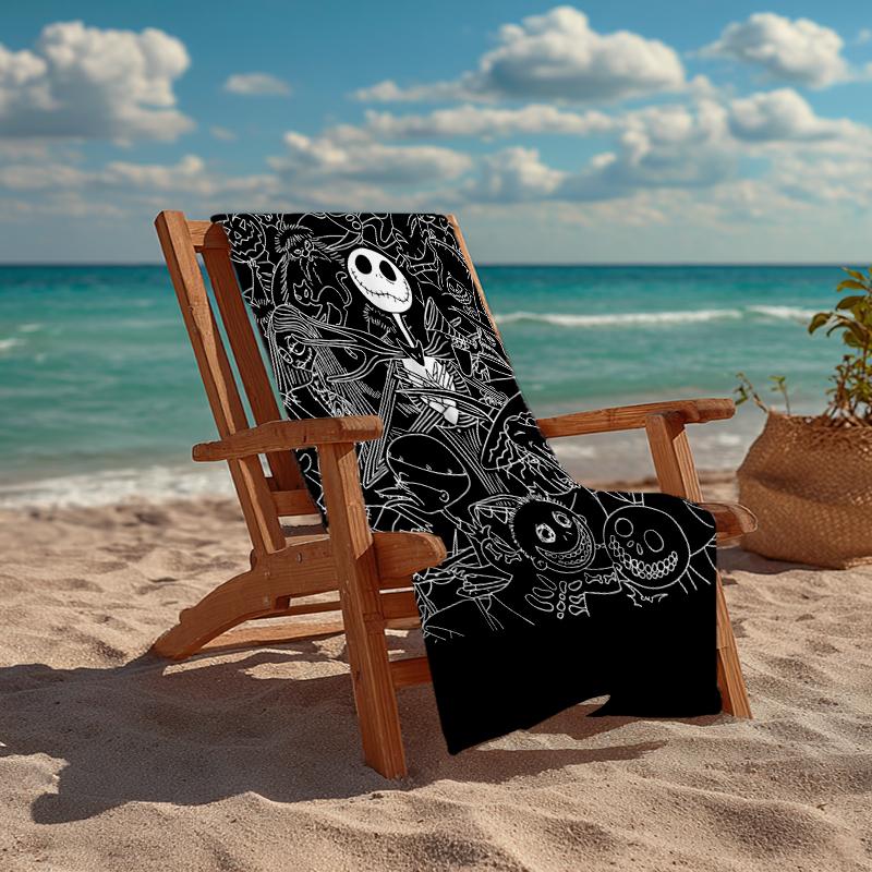 Ultra-Soft Beach Towel with The Nightmare Before Christmas Theme,Ideal for Pool - Camping, Diving - Perfect Travel Essential, Vibrant Beach Towel.