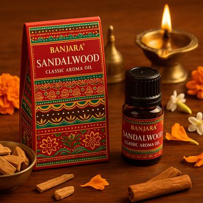 5x Sandalwood Fragrance Oil 10ml - Banjara