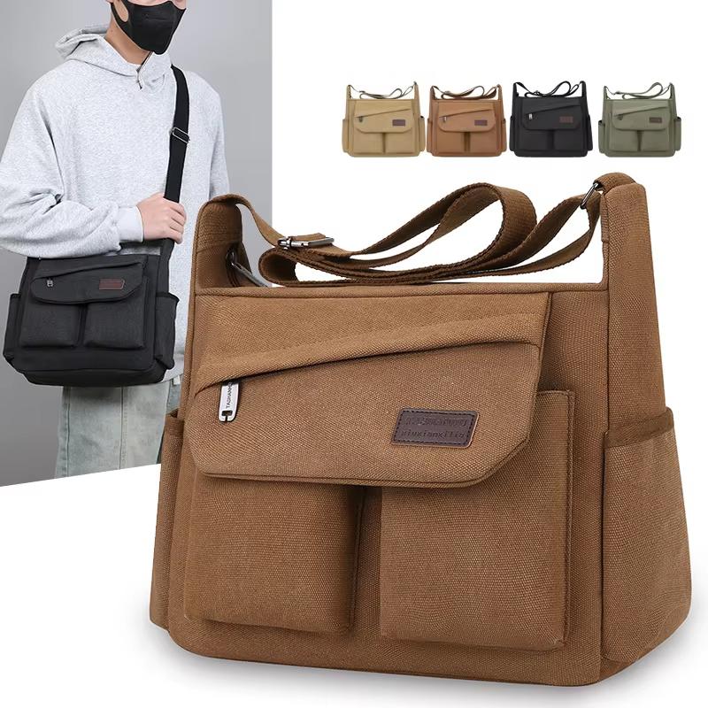 Men's crossbody bag, multi pocket design - large capacity shoulder bag - outdoor essentials, functial storage, city commuters