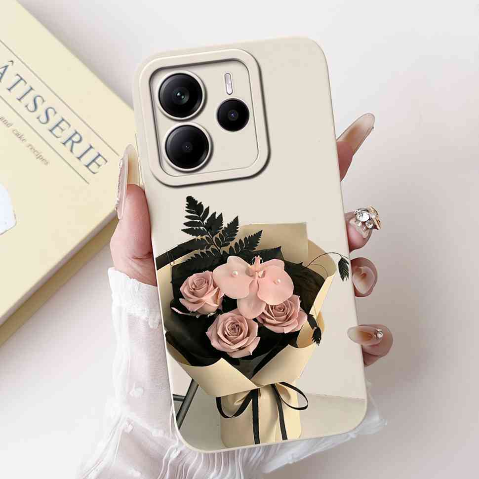 Luxury Rose Cover For Xiaomi Redmi Note 14 5G Case 6.67" Soft Slim Phone Case For Redmi Note 14 Note14 5G Capa Bags