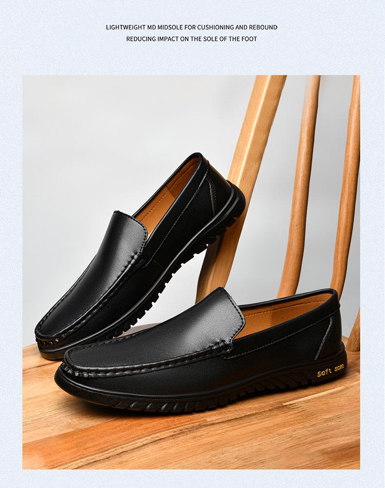 Men's Genuine Leather Loafers - Soft Sole, Breathable & Trendy Driving Shoes