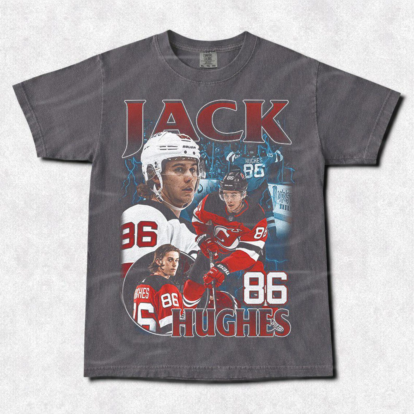 Jack Hughes Hockey T-Shirt: Vintage Unisex Cotton Tee FD S