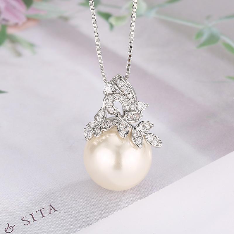 Pearl Set, Stud Earrings, Necklace, Flowery Female, Sweet, Versatile And Elegant