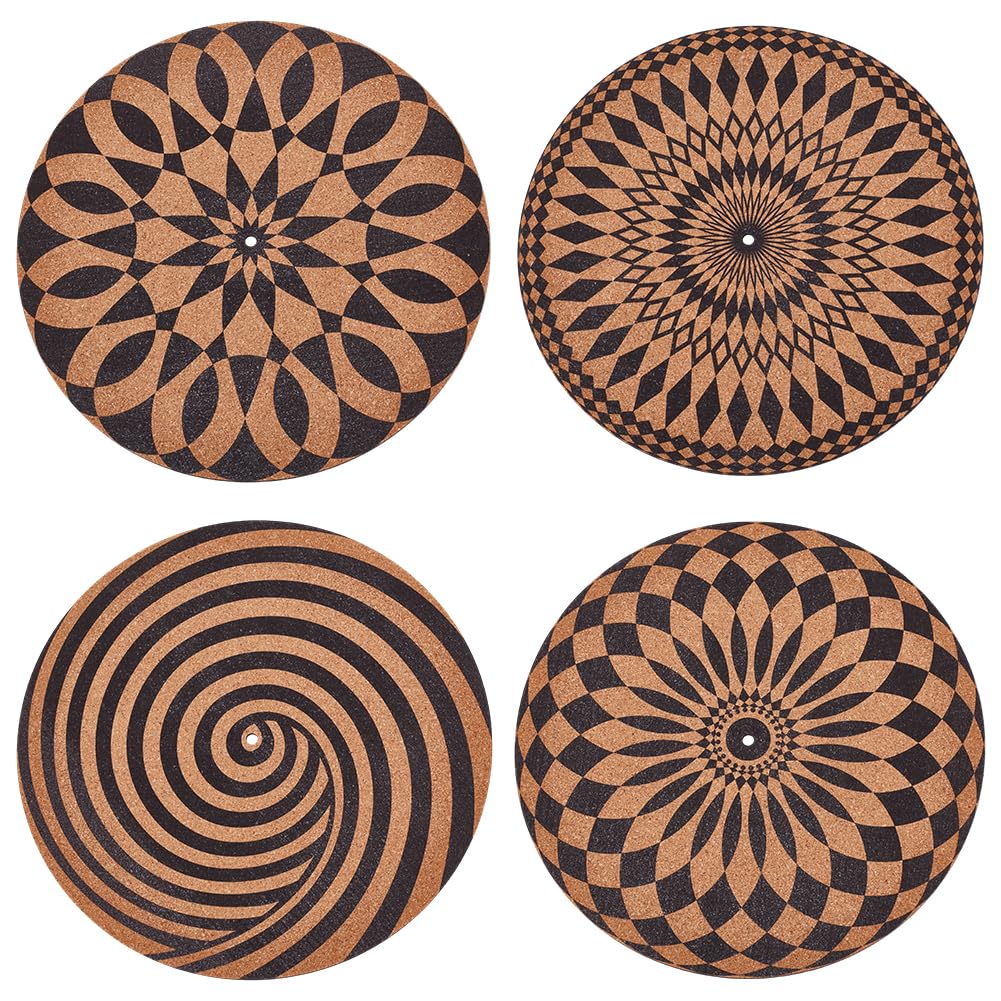 

UNICRAFTALE Проигрыватель Коврик Пробковая Пластина Коврик Искусство Классический Slipmat Проигрыватель Виниловых Пластинок Войлочная Подушечка Аксессуар 4 Штуки 4 Стиля Антистатический 30x0.35см