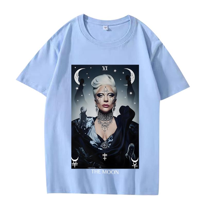 Tarot The moon graphics T Shirt men ’s women Oversized 100% Cotton streetwear short sleeve Summer print Unisex shirts