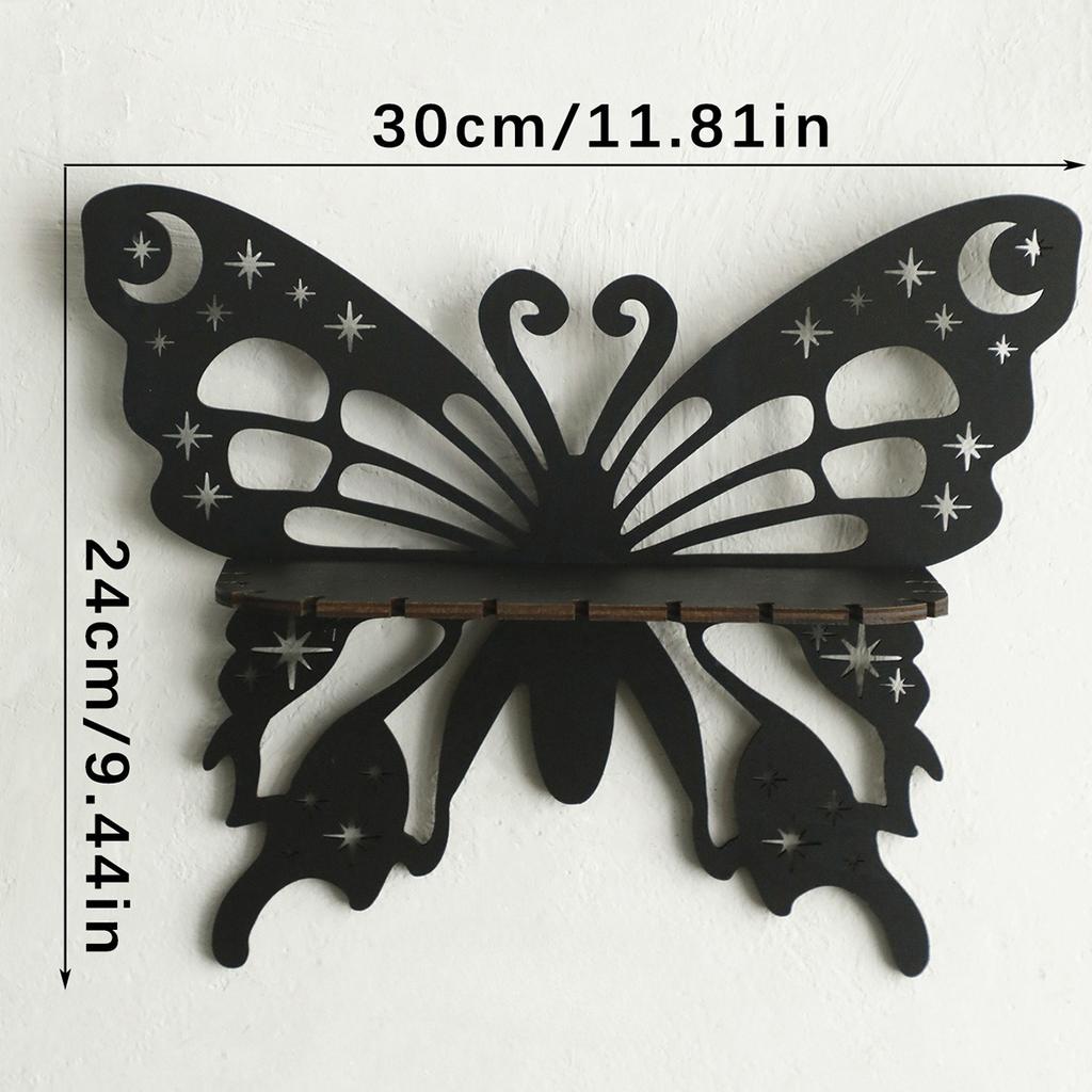 Butterfly Floating Wall Shelf Crystal Shelf Lotus Display Room Ornaments Modern Home Decoration Rack Home Wood Decor Aesthetic