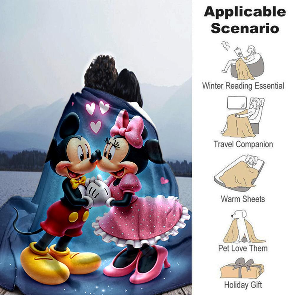 Mickey Minnie Romance Flannel Blanket Super Soft Warm Cozy Blanket For Sofa Bed Office Travel Allseason Home Decor Gift