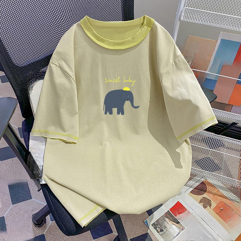 A Large-sized, Color-blocking Design with A Niche, Upside-down Printed Short-sleeved T-shirt