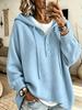 Женский hooded пуловер на пуговицах, европейский и американский стиль, 2026: Однотонный, Мягкий, Пушистый Трикотаж для Осени и Зимы