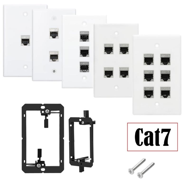 Reliable Wall Plate with Multiple Port, US Faceplates, White Ethernet Wall Outlet Cat7 Face Plate for Keystones Couplers
