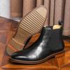 Herren Lederstiefel Top Rindsleder Chelsea Boots One Pedal Herrenstiefel Kleiner quadratischer Kopf Große Stiefel Herren