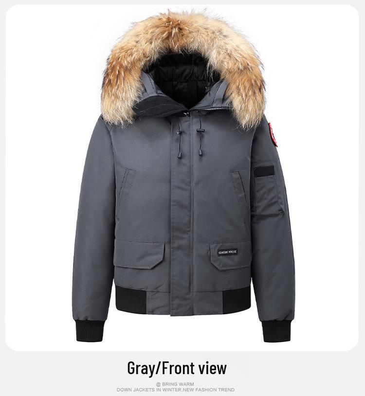 Men's Winter Trendy Thickened Down Parka with Fur Collar - Unisex Cold Protection Jacket