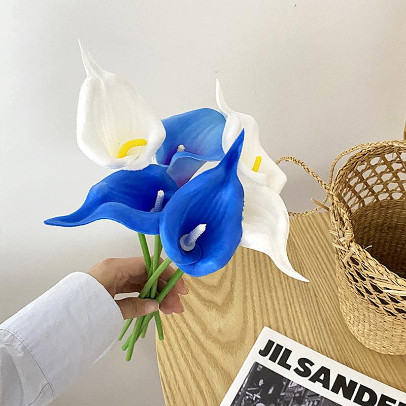 Calla Lily Artificial Flower Moisture-retaining PU Hand Feel Bouquet, Bride's Hand Bouquet, Wedding Artificial Flower Shooting Props