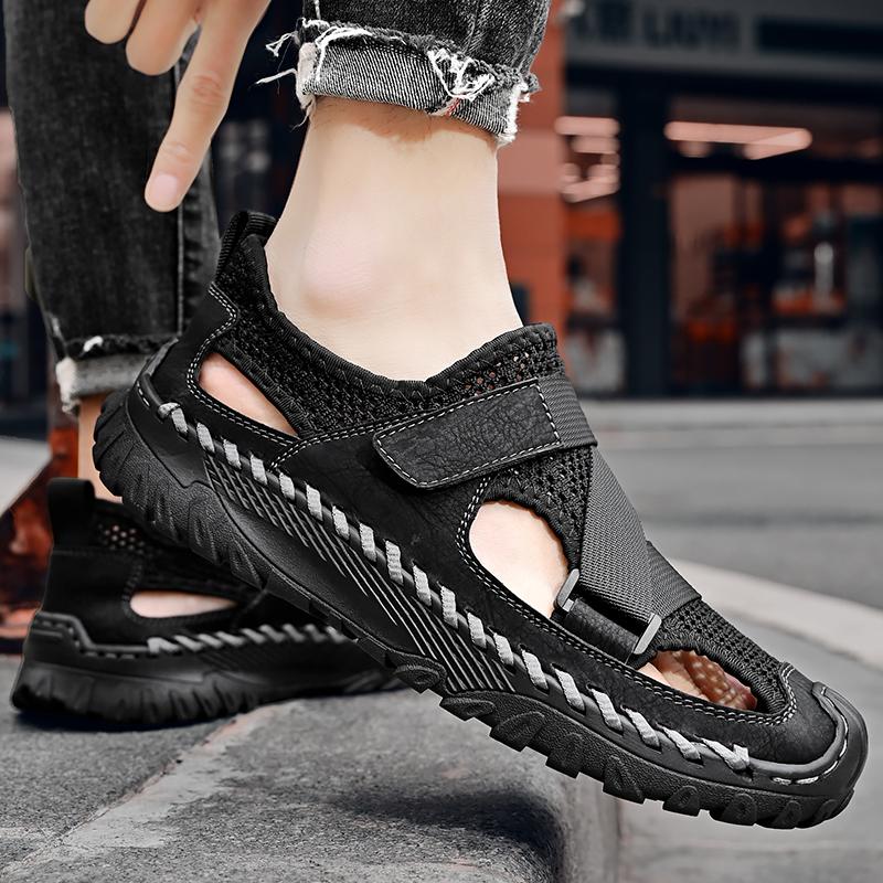 38-46 Yazlık Erkek Büyük Beden Moda El Yapımı Nefes Alabilen Sandaletler Günlük Plaj Ayakkabıları Kuş Yuvası Ayakkabıları