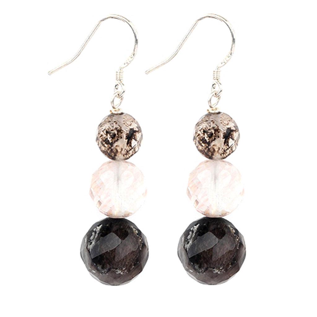 Les Trésors De Lily [K2891] - Boucles créateur 'Mineralia' blanc fumé