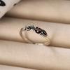 PONYKISS  Sterling Silver Zircon Vintage Rose Rings for Women Party Minimalist Opening Fine  Plant Accessories