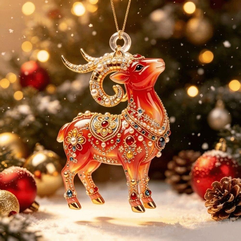 Acrylic Goat Hanging Ornament 2D Flat Animal Hanging Decoration Gifts Keychain  Shop Window Display