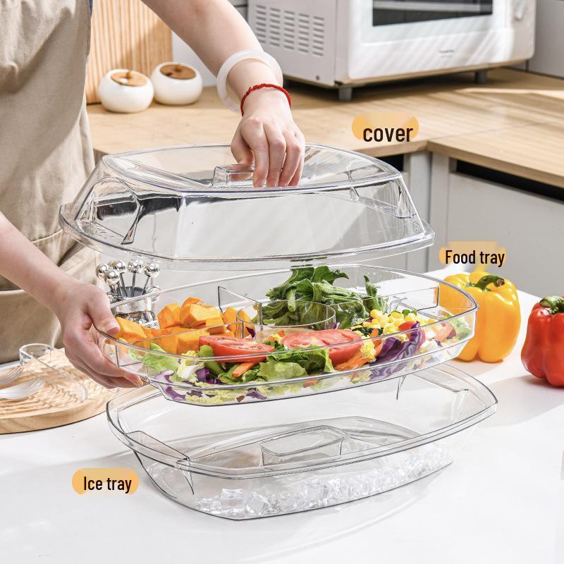 Große durchsichtige Salat- und Frischhaltebox für Gemüse und Obst in der Küche