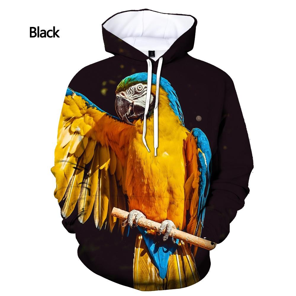 

Новая модная толстовка с капюшоном с принтом попугая 3D, повседневная толстовка с капюшоном с изображением животных, мужская толстовка с длинными рукавами и индивидуальностью 3XL