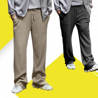 Broeken Recht Heren Joggingbroek Mode Heren Sportbroek Effen Gestreept Los Elastisch Wijd Baggy Trainingspak Onderstukken Joggers Broek