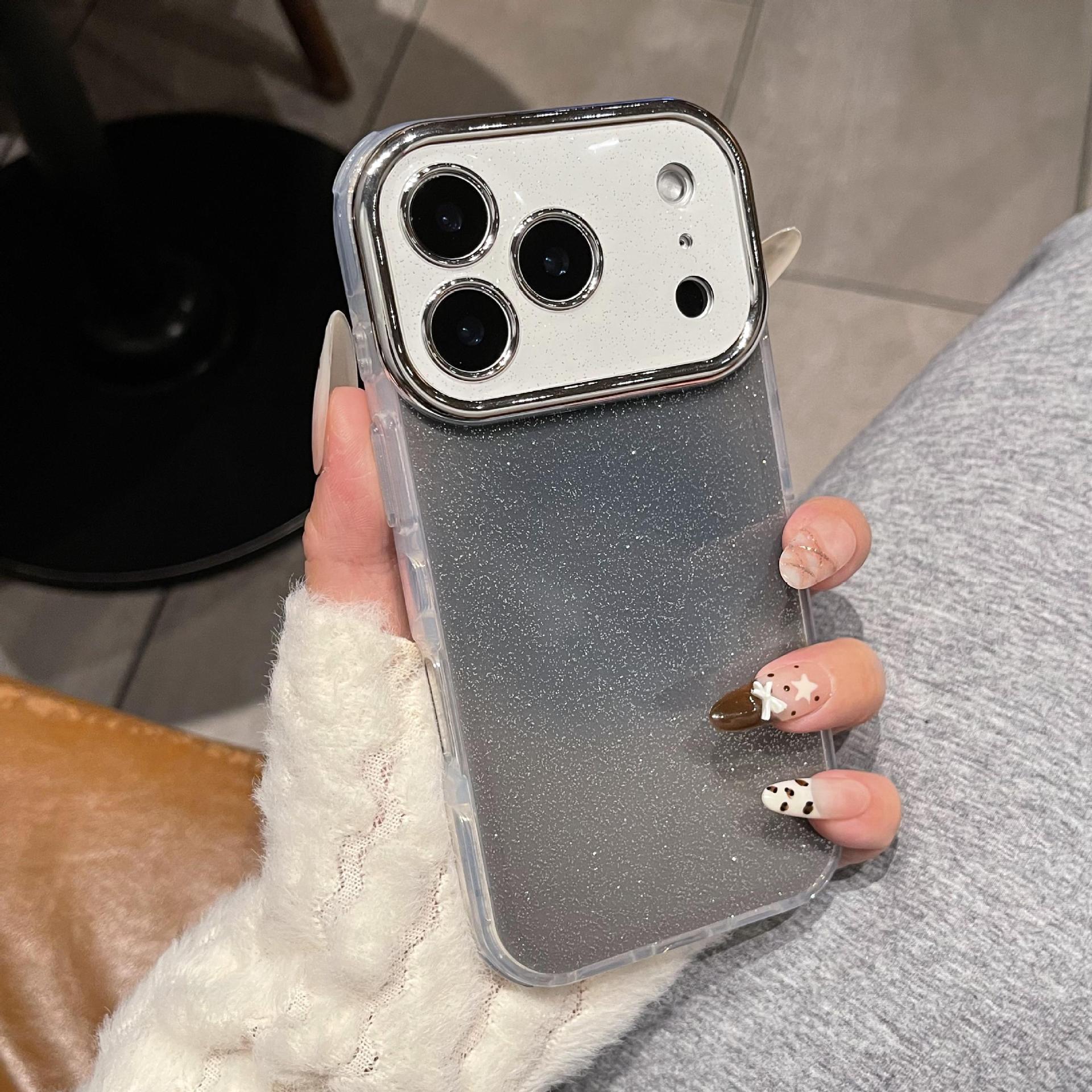 

iPhone 17 Pro Max Glitter Electroplated Drop-Proof Case Compatible with Large Window Apple 16, 15 iPhone 13 Pro чорний
