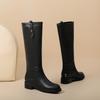 Krazing Pot Cow Split Skin Round Toe Med Heels Knight Boots Size 46 Size 45 Zip Plus Size Women Sewing Thigh High Boots