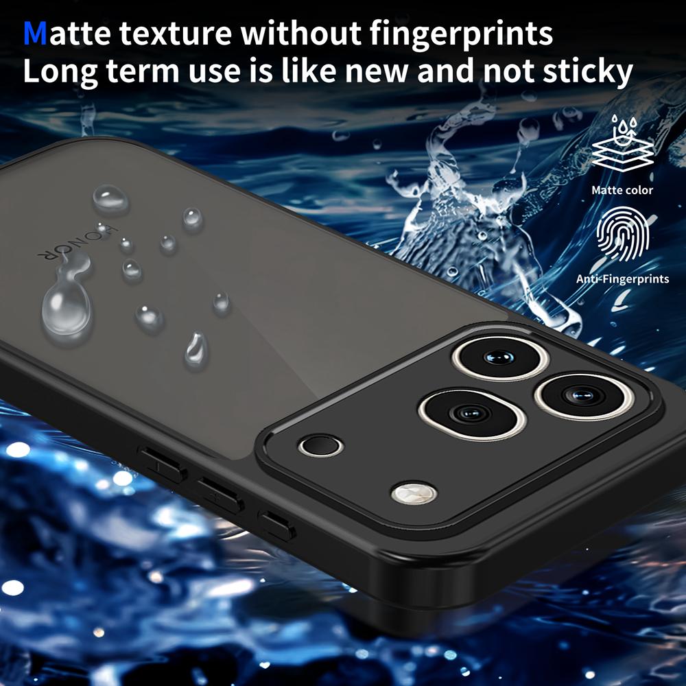 KEYSION Matte transluzente schwarze Handyhülle für HONOR 600 Pro 5G Weiches Silikon+PC Anti-Rutsch Stoßfeste Abdeckung für Huawei Honor 600