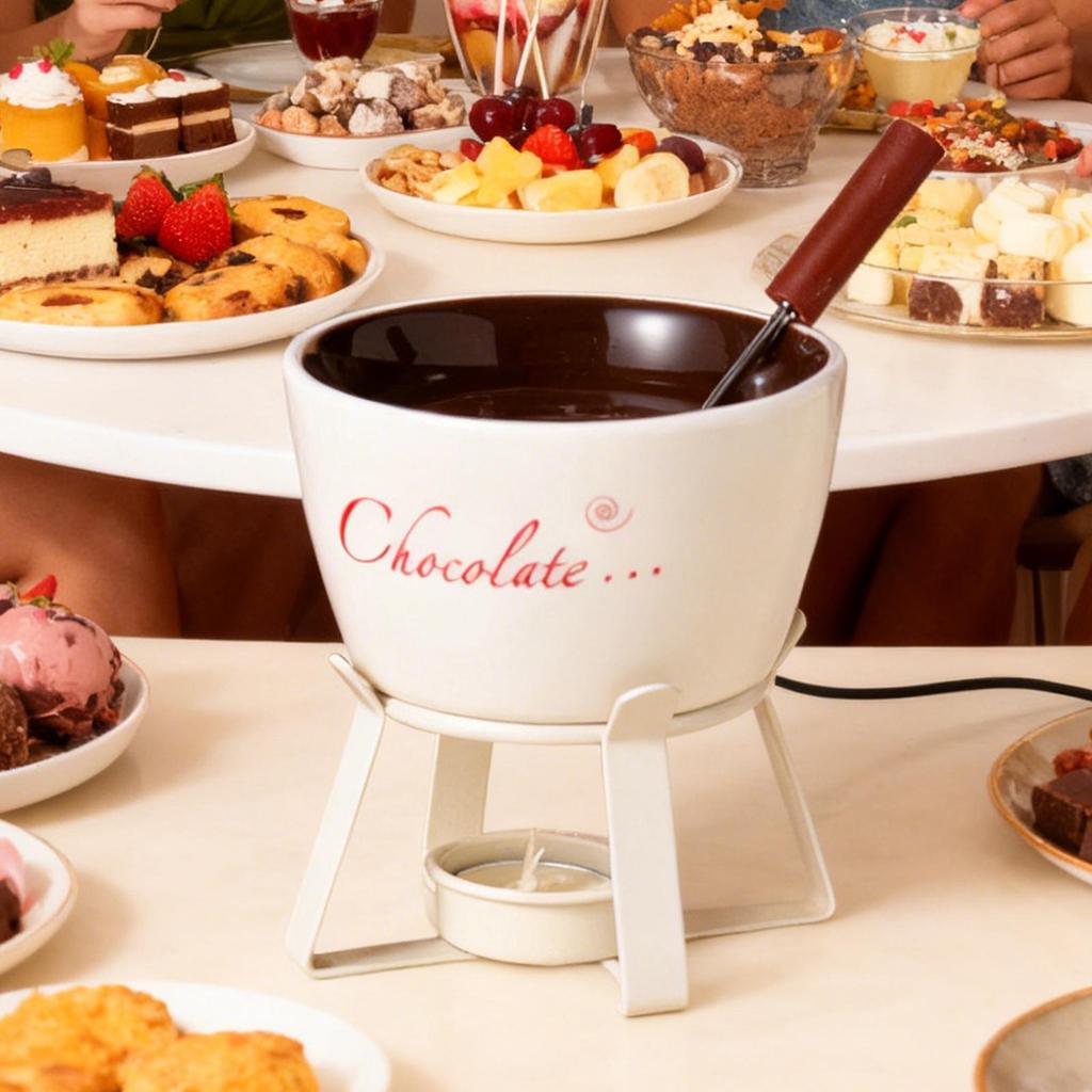 Chocolate Fondue Cup With Fork Ceramic Kitchen Gadgets Chocolate Melting Cup Mini Fondue Set For Christmas Birthday Party