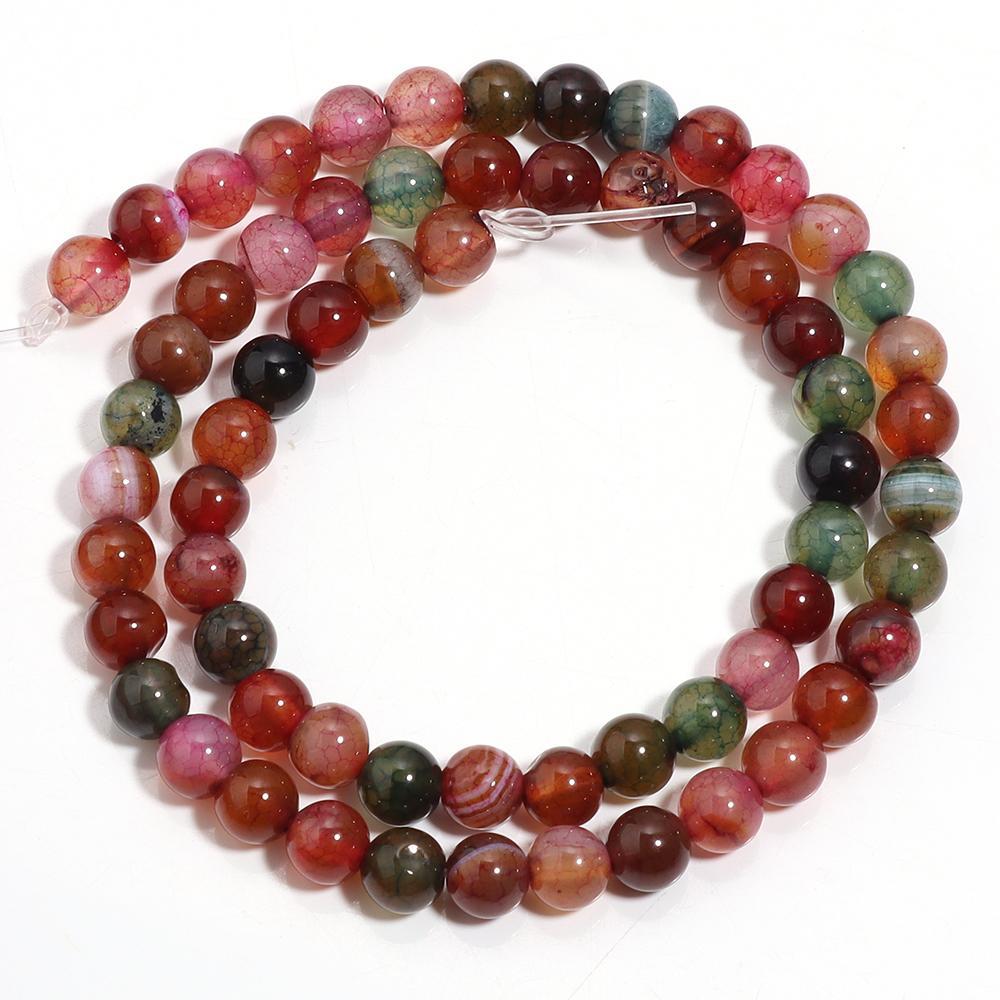 6 8 10mm Natural Stone Agate Beads Tourmaline Color Round Loose Spacer Beads For Jewelry Making DIY Bracelets Necklace Supplies