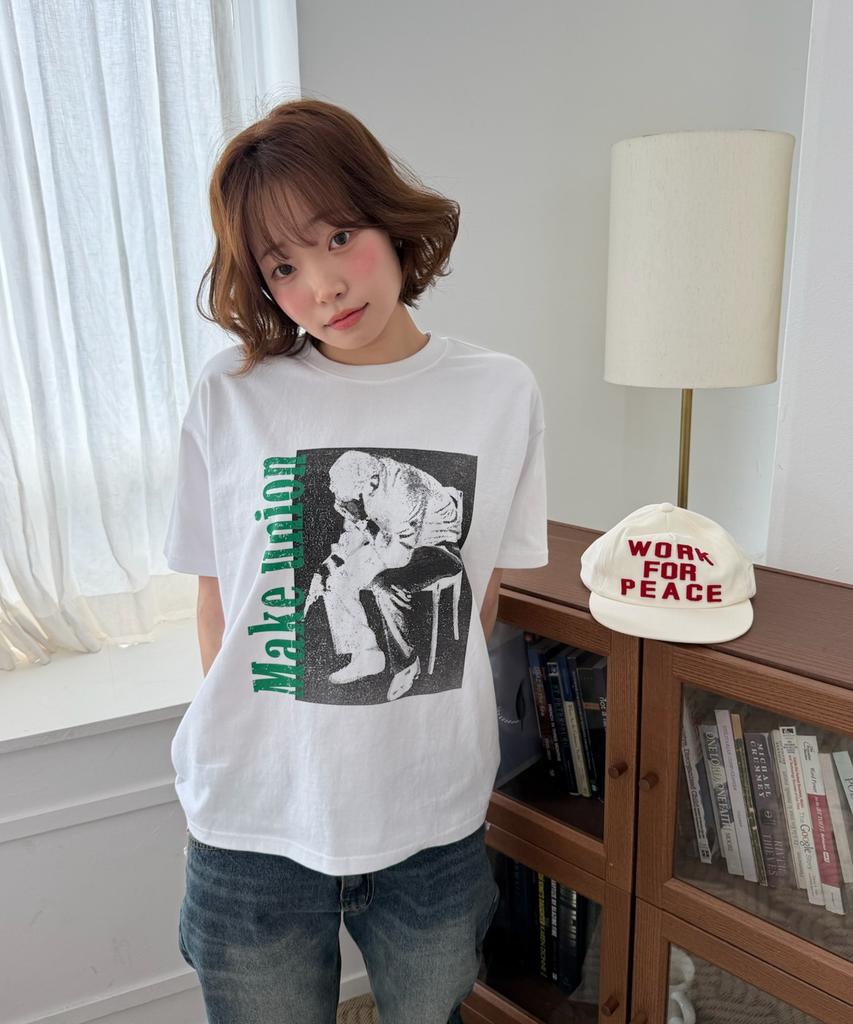 AMOU Trouble Half T-Shirts White