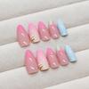 Almond Shape Short Press on Nails With Sea Star Pattern Short Sweet Stick on Nails for Stage Performance Wear