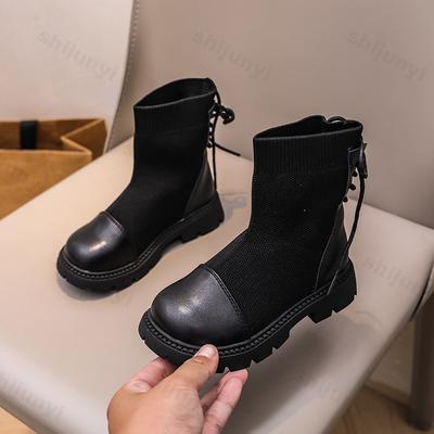 Kinder-Knöchelboots Herbst Bequem Rutschfest Outdoor Freizeit Sockenstiefel Klassisch Mädchen Mode Kinder Elastische Stiefel